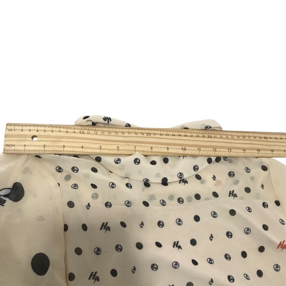 Women's Semi Sheer Polka Dot Blouse With Mock Turtleneck Light Cream/Beige Small - Picture 5 of 12